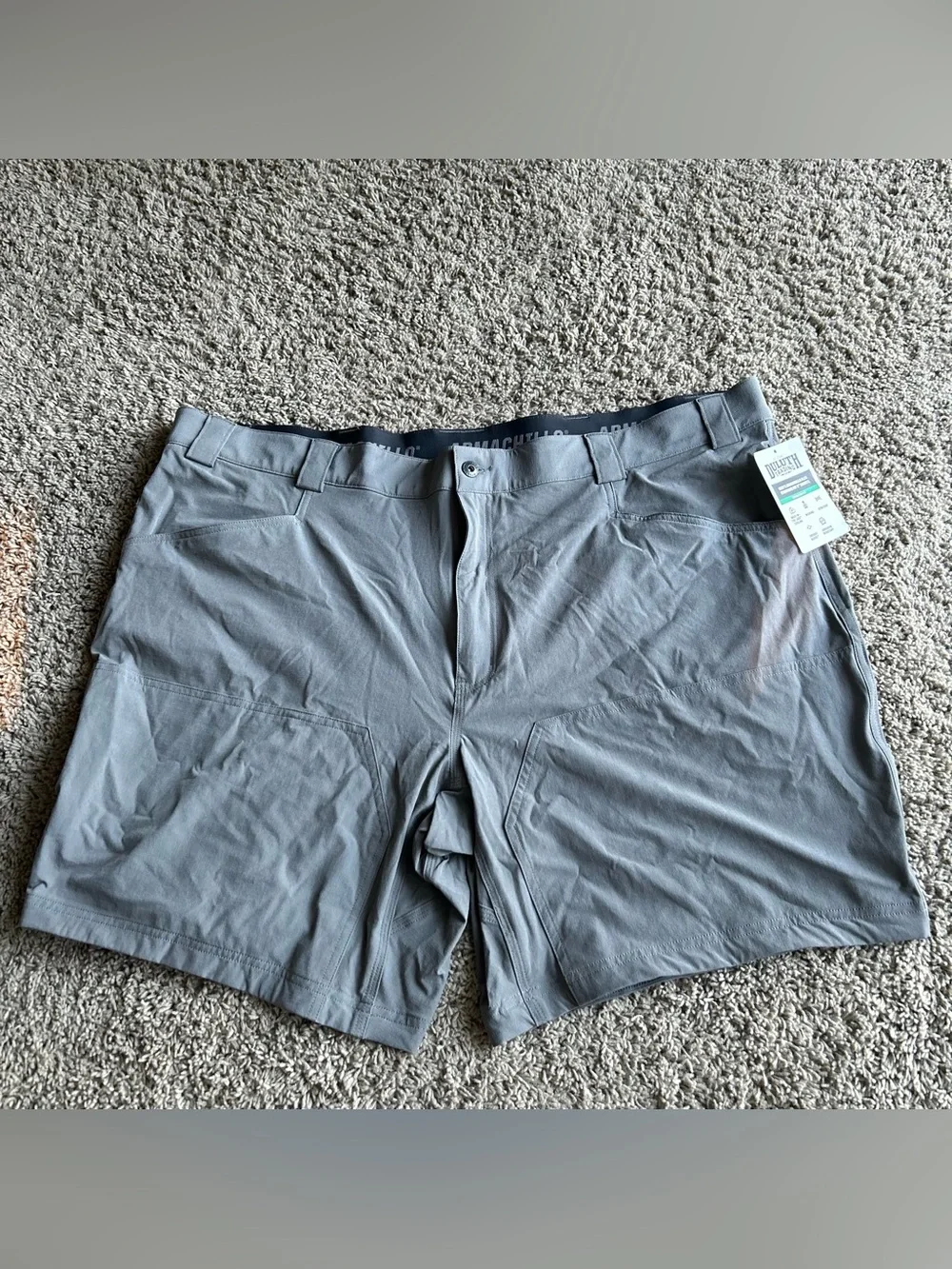$89 NWT Duluth Trading Armachillo Shorts Mens 48x9 Gray Flex Standard Fit Cargo